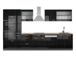 Mueble de cocina negro/antracita de alto brillo 350x60x81.6 r-line