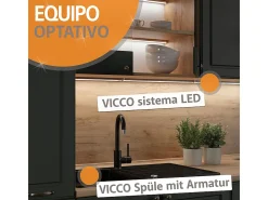 Mueble de cocina negro/antracita de alto brillo 200x46x81.6 r-line