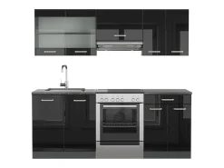 Mueble de cocina negro/antracita de alto brillo 200x46x81.6 r-line