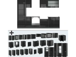Mueble de cocina negro/antracita de alto brillo 300x60x81.6 r-line