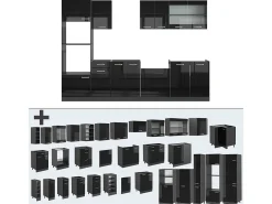 Mueble de cocina negro/antracita de alto brillo 300x60x81.6 r-line