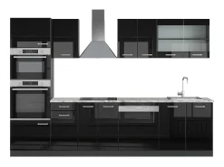 Mueble de cocina negro/antracita de alto brillo 300x60x81.6 r-line