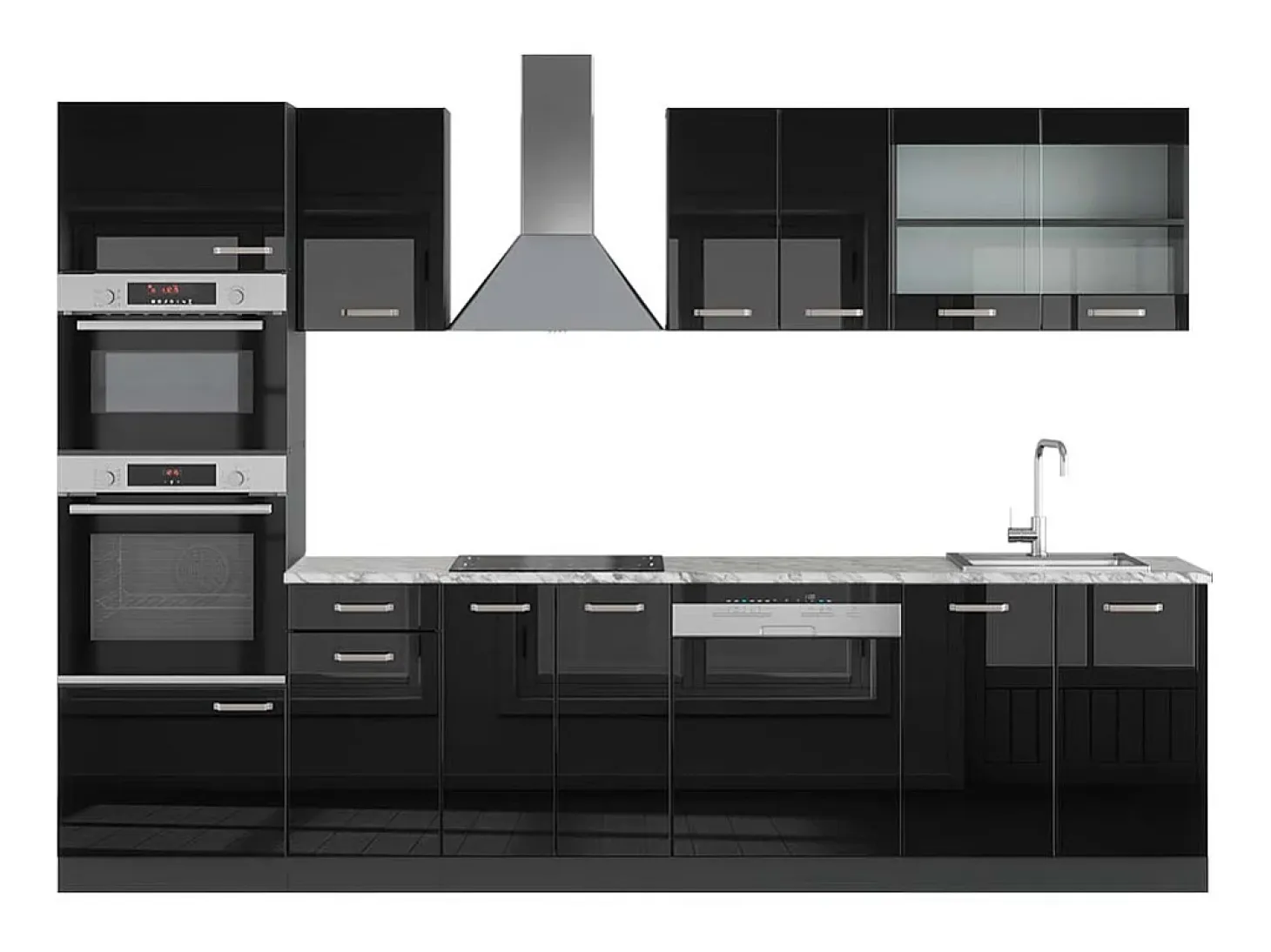 Mueble de cocina negro/antracita de alto brillo 300x60x81.6 r-line