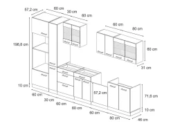Mueble de cocina negro/antracita de alto brillo 350x60x81.6 r-line