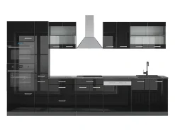 Mueble de cocina negro/antracita de alto brillo 350x46x81.6 r-line