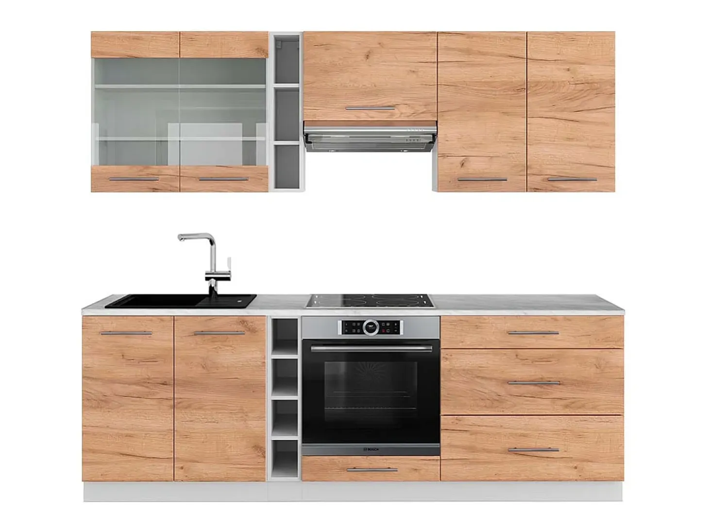 Mueble de cocina oro potencia roble/blanco 235x60x81.6 fame-line