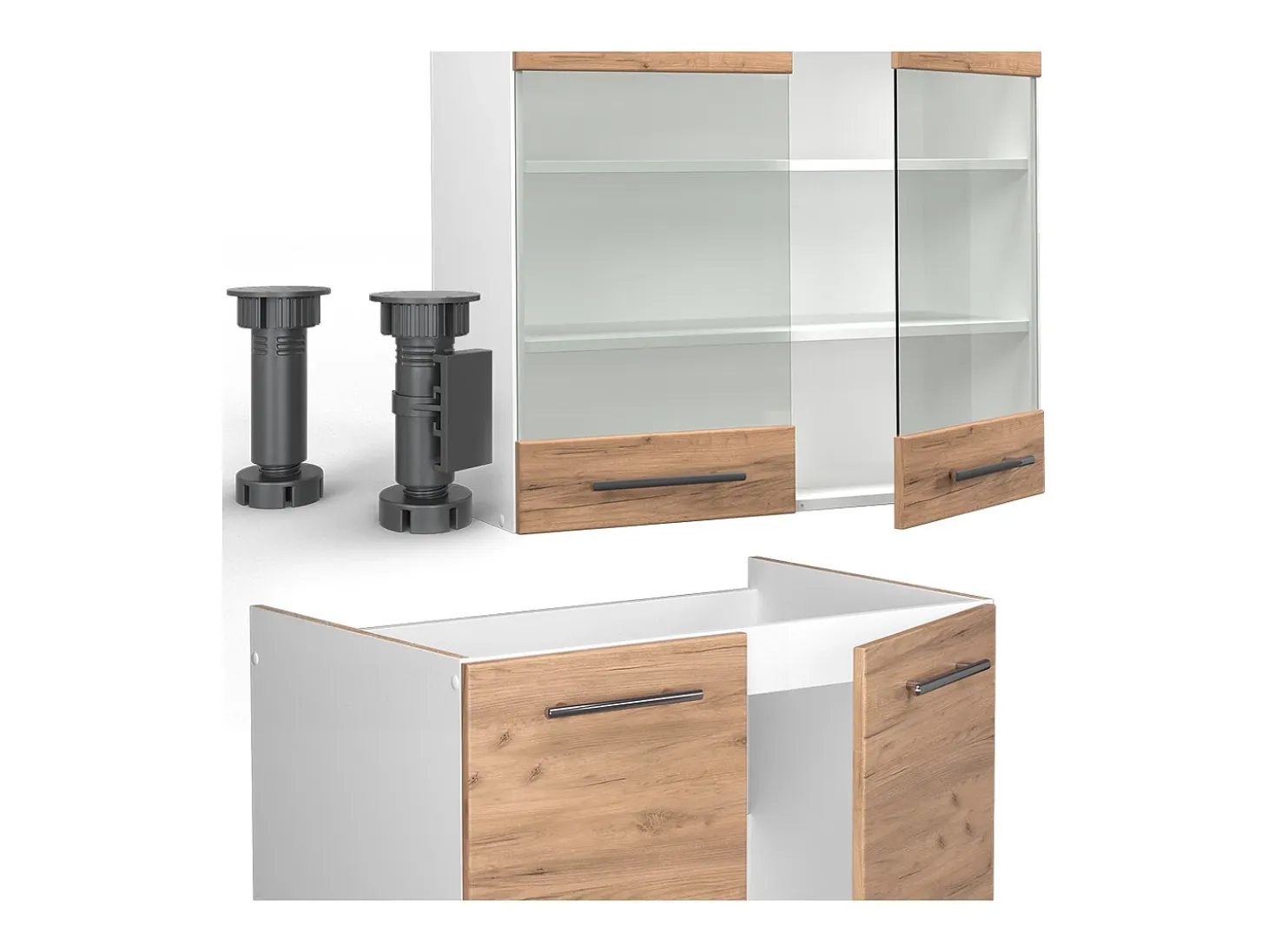 Mueble de cocina oro potencia roble/blanco 240x60x81.6 fame-line