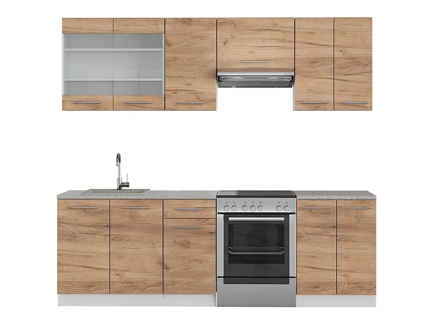 Mueble de cocina oro potencia roble/blanco 240x60x81.6 fame-line