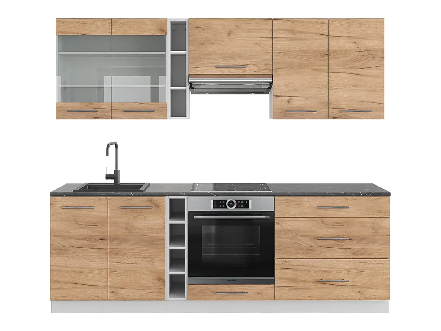Mueble de cocina oro potencia roble/blanco 235x60x81.6 fame-line