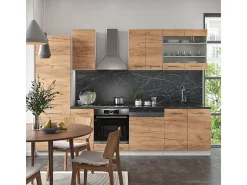 Mueble de cocina oro potencia roble/blanco 300x60x81.6 fame-line