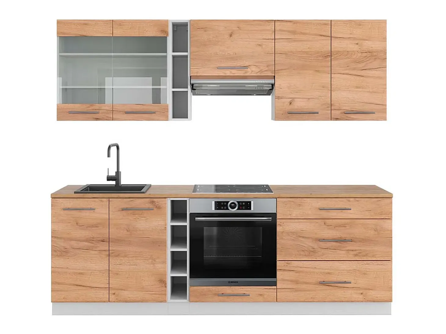Mueble de cocina oro potencia roble/blanco 235x60x81.6 fame-line