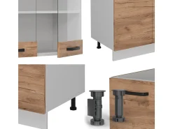 Mueble de cocina oro potencia roble/blanco 300x60x81.6 r-line