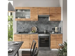 Mueble de cocina oro potencia roble/blanco 240x60x81.6 fame-line