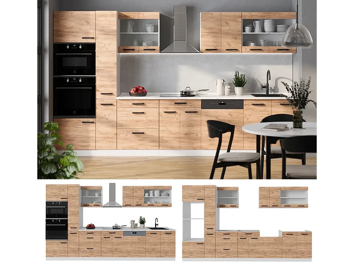 Mueble de cocina oro potencia roble/blanco 350x60x81.6 r-line