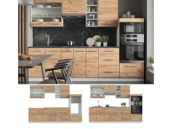Mueble de cocina oro potencia roble/blanco 280x60x81.6 fame-line