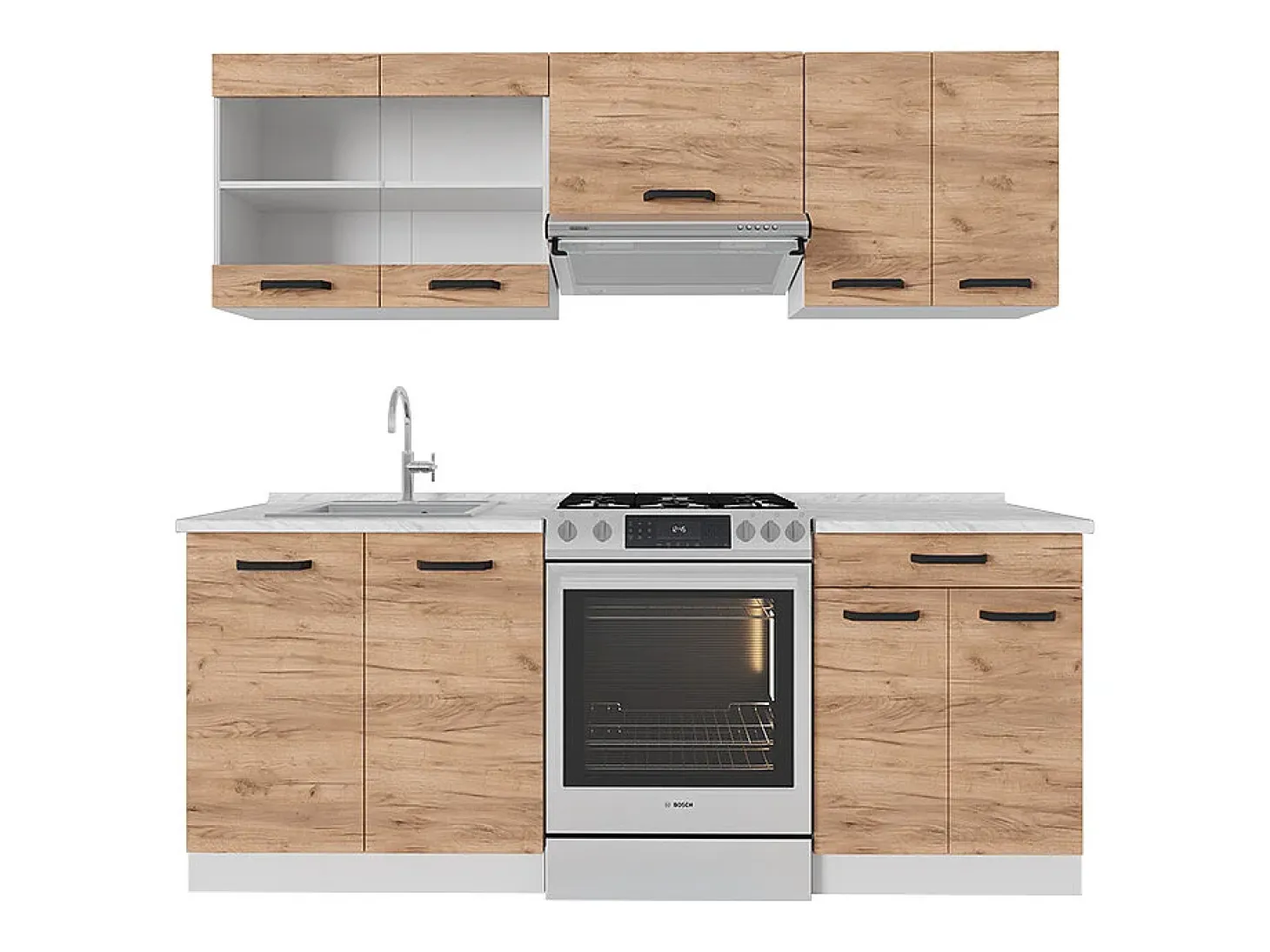 Mueble de cocina oro potencia roble/blanco 200x46x81.6 r-line