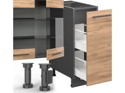 Mueble de cocina oro power roble/antracita 280x60x81.6 fame-line