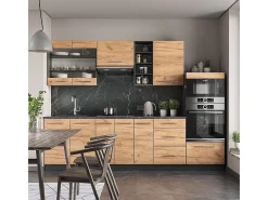 Mueble de cocina oro power roble/antracita 280x60x81.6 fame-line