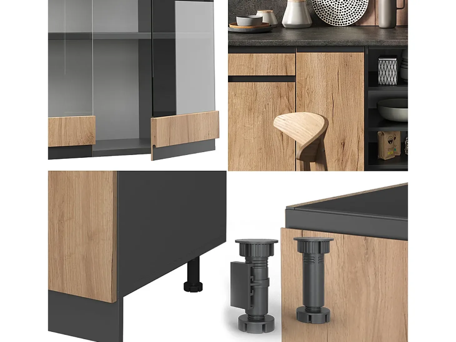 Mueble de cocina oro power roble/antracita 240x60x81.6 r-line