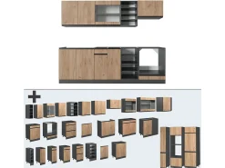 Mueble de cocina oro power roble/antracita 240x60x81.6 r-line