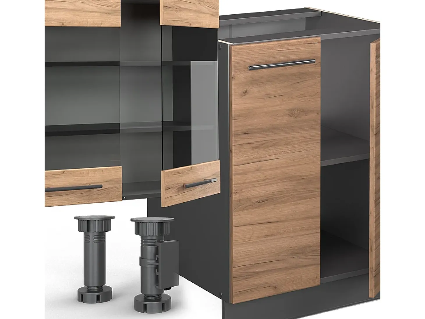 Mueble de cocina oro power roble/antracita 300x46x81.6 fame-line