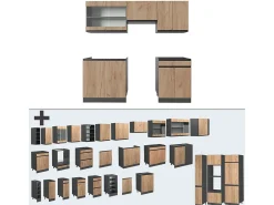 Mueble de cocina oro power roble/antracita 200x60x81.6 r-line