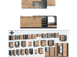 Mueble de cocina oro power roble/antracita 240x46x81.6 r-line