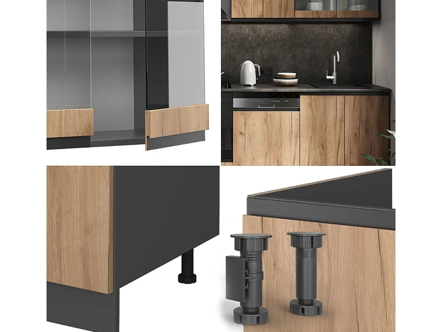 Mueble de cocina oro power roble/antracita 300x46x81.6 r-line