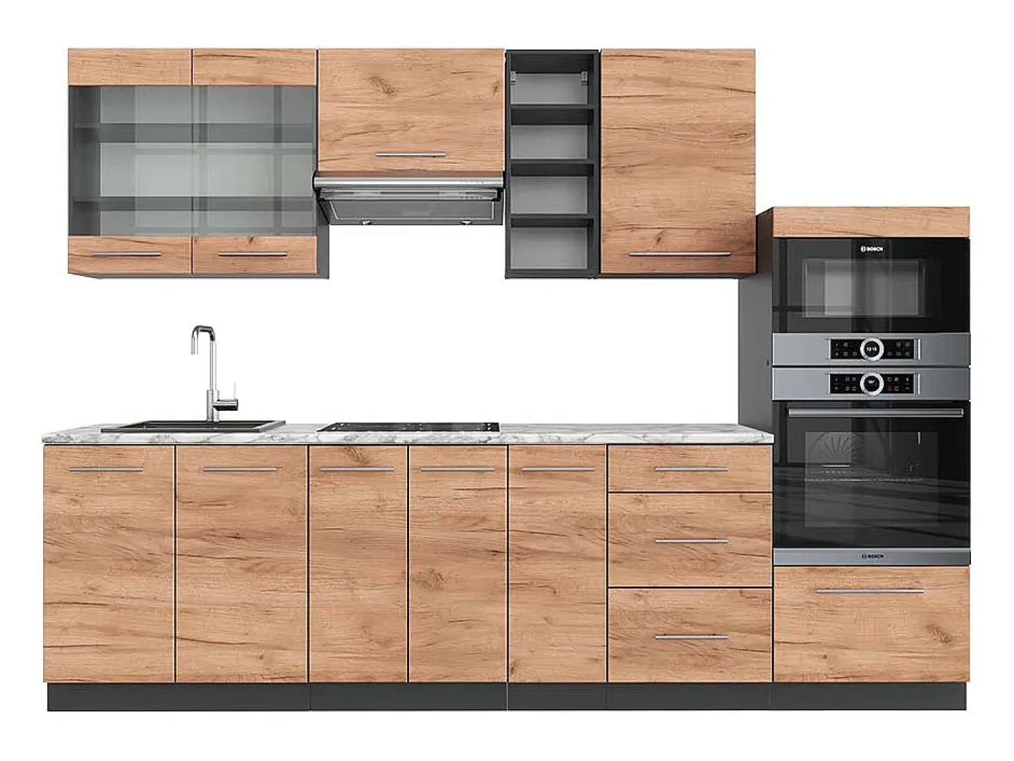 Mueble de cocina oro power roble/antracita 280x60x81.6 fame-line