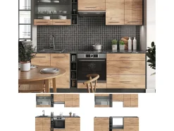 Mueble de cocina oro power roble/antracita 235x60x81.6 fame-line