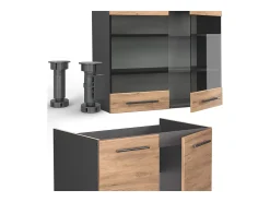 Mueble de cocina oro power roble/antracita 235x60x81.6 fame-line