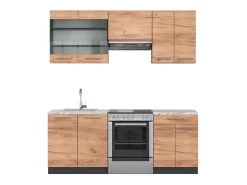 Mueble de cocina oro power roble/antracita 200x60x81.6 fame-line