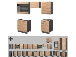 Mueble de cocina oro power roble/antracita 200x60x81.6 fame-line