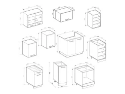 Mueble de cocina oro power roble/antracita 240x46x81.6 r-line