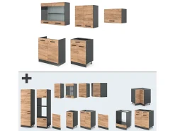 Mueble de cocina oro power roble/antracita 200x46x81.6 r-line