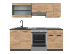 Mueble de cocina oro power roble/antracita 200x46x81.6 r-line