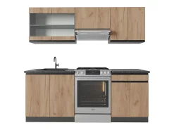 Mueble de cocina oro power roble/antracita 200x46x81.6 r-line