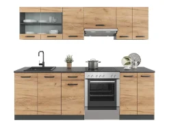 Mueble de cocina oro power roble/antracita 240x60x81.6 raul