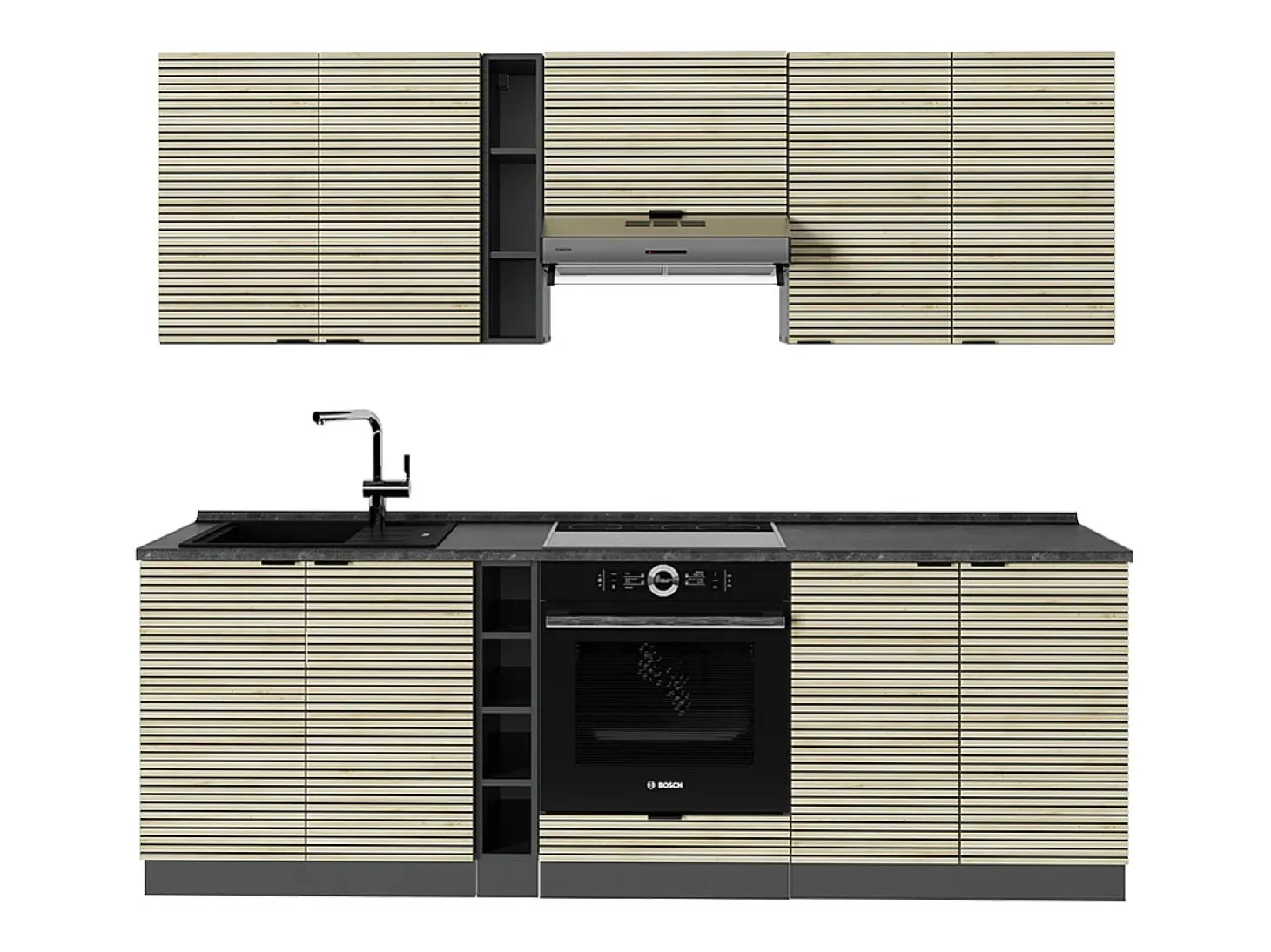 Mueble de cocina panel de roble/antracita 235x60x81.6 fame-line