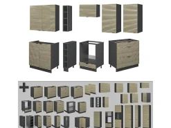 Mueble de cocina panel de roble/antracita 235x60x81.6 fame-line