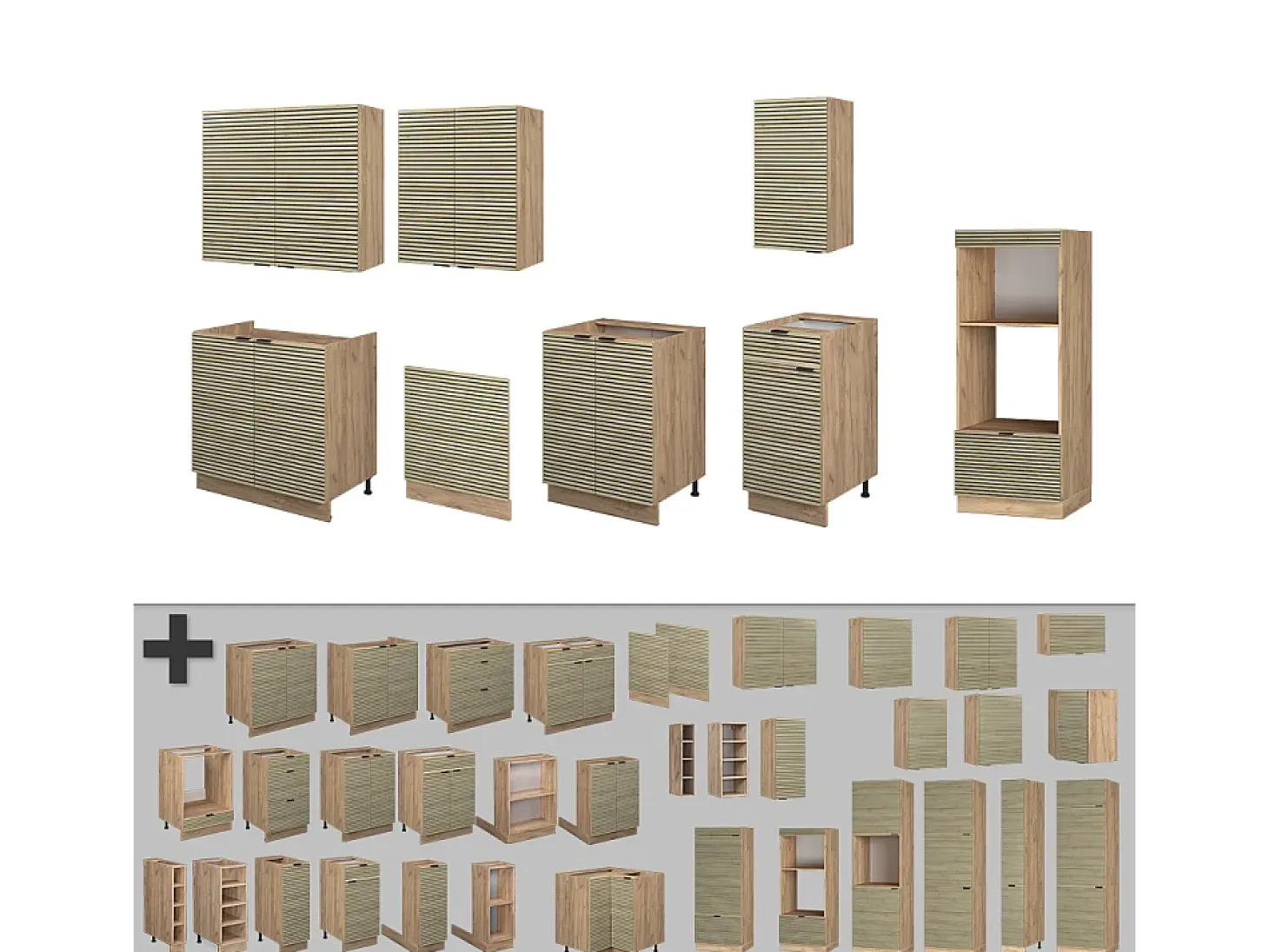 Mueble de cocina panel de roble/roble goldkraft 300x60x81.6 fame-line