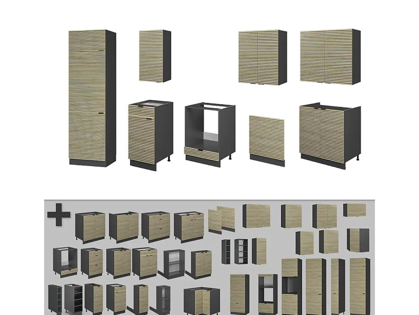 Mueble de cocina panel de roble/antracita 300x46x81.6 fame-line