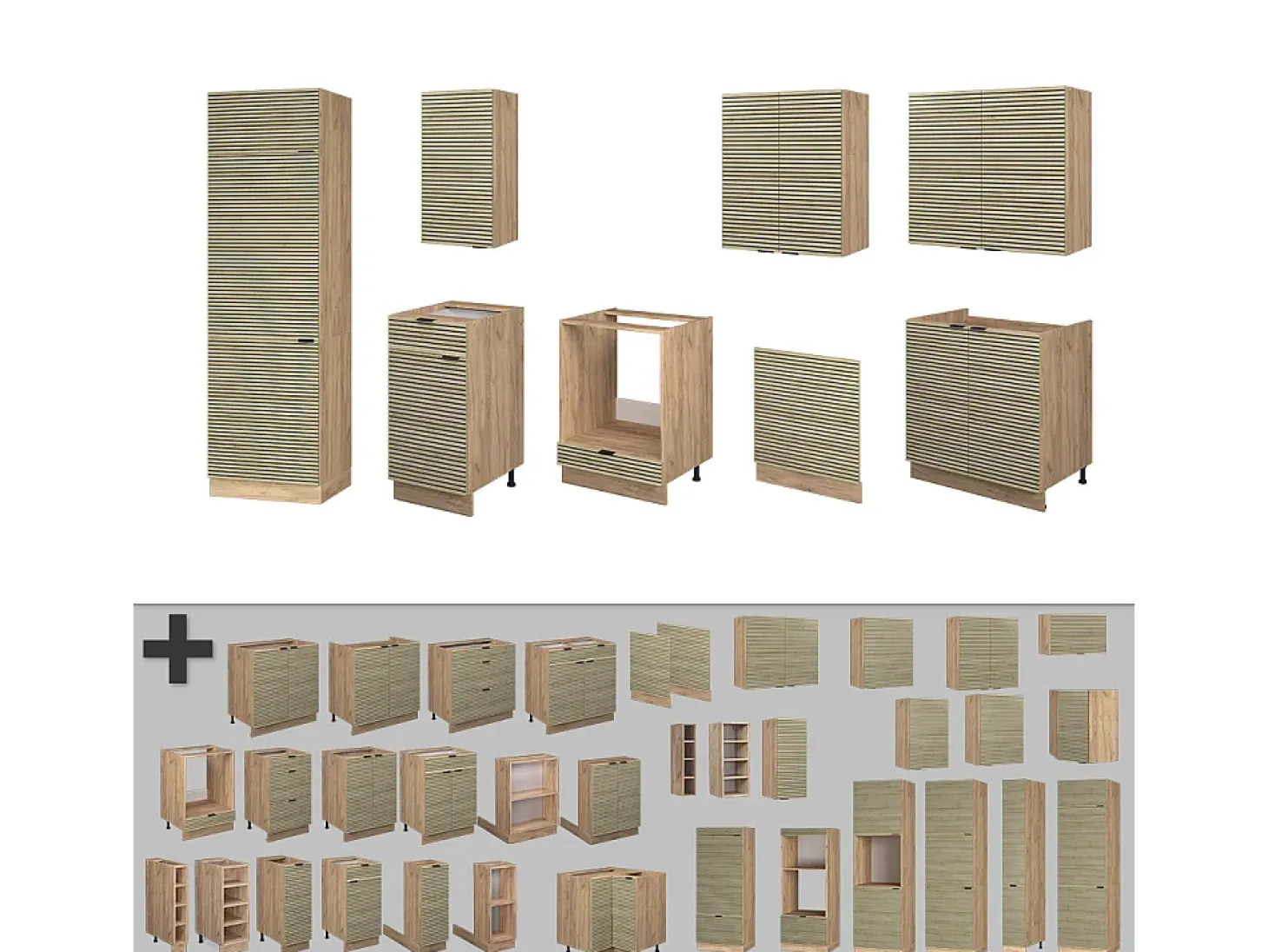 Mueble de cocina panel de roble/roble goldkraft 300x60x81.6 fame-line