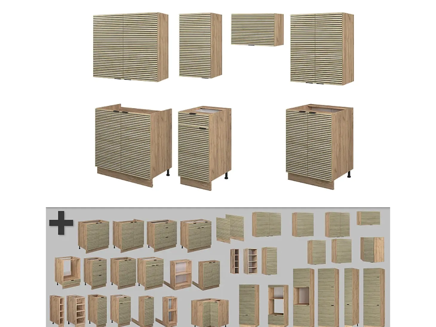 Mueble de cocina panel de roble/roble goldkraft 240x46x81.6 fame-line