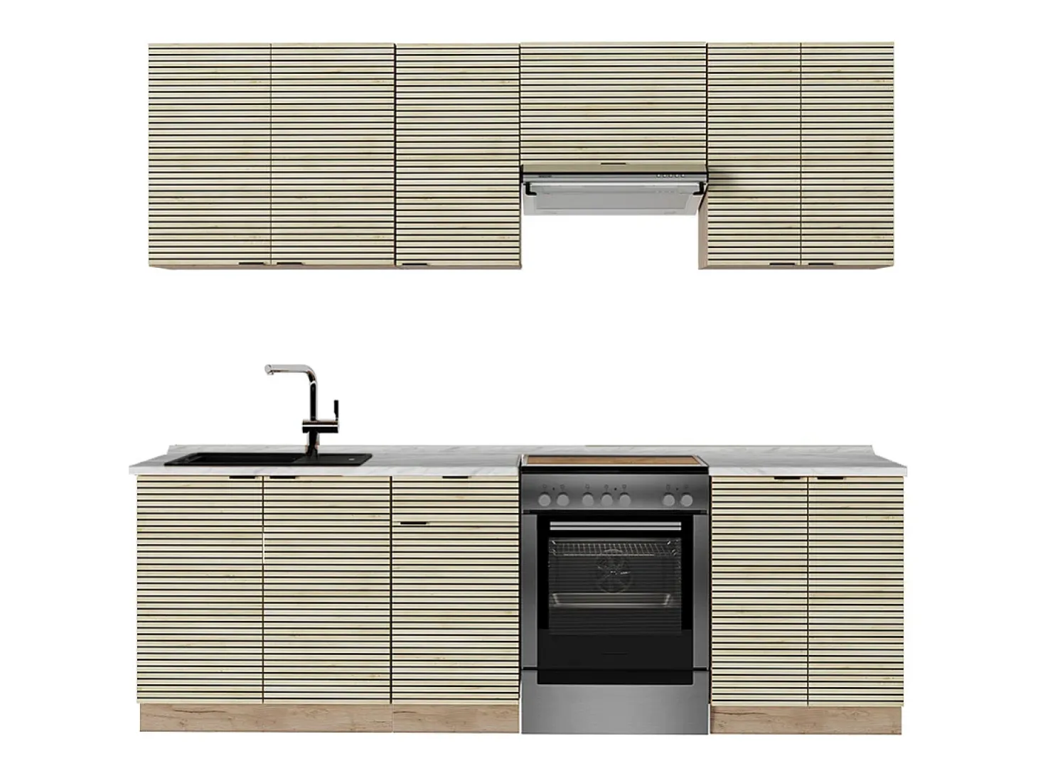 Mueble de cocina panel de roble/roble goldkraft 240x46x81.6 fame-line