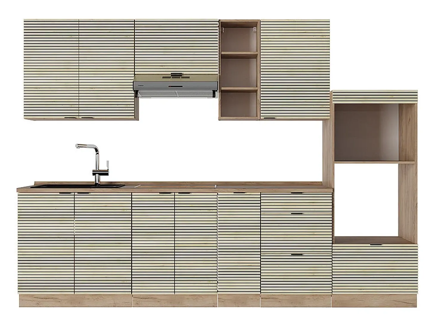 Mueble de cocina panel de roble/roble goldkraft 280x60x81.6 fame-line