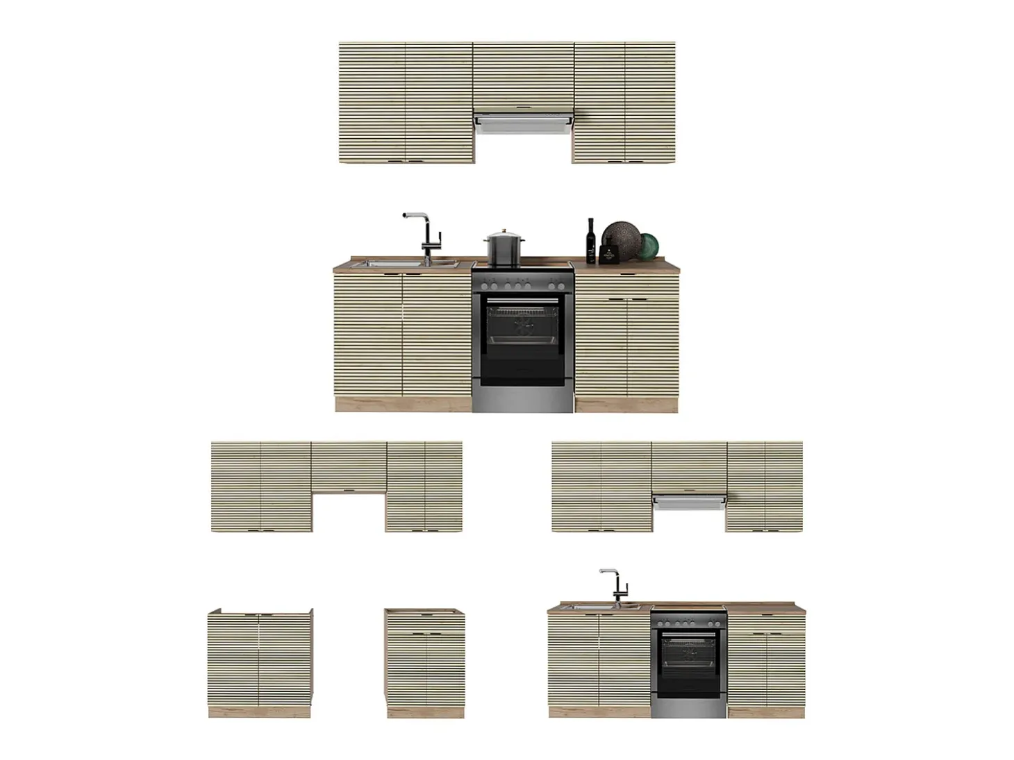 Mueble de cocina panel de roble/roble goldkraft 200x60x81.6 fame-line