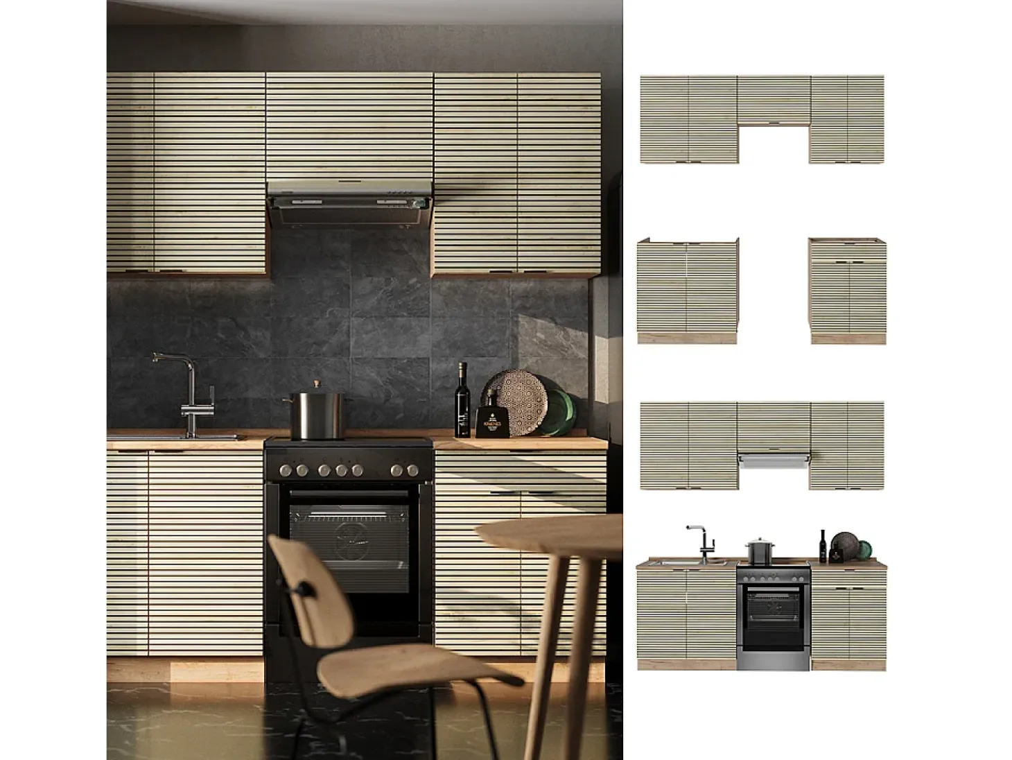Mueble de cocina panel de roble/roble goldkraft 200x60x81.6 fame-line