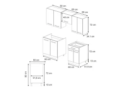 Mueble de cocina panel de roble/roble goldkraft 200x60x81.6 fame-line