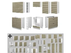 Mueble de cocina panel roble/blanco 235x60x81.6 fame-line